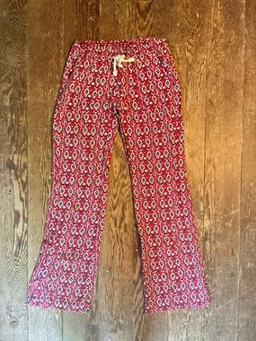 Roxy Red Printed Boot-Cut Pants with Drawstring